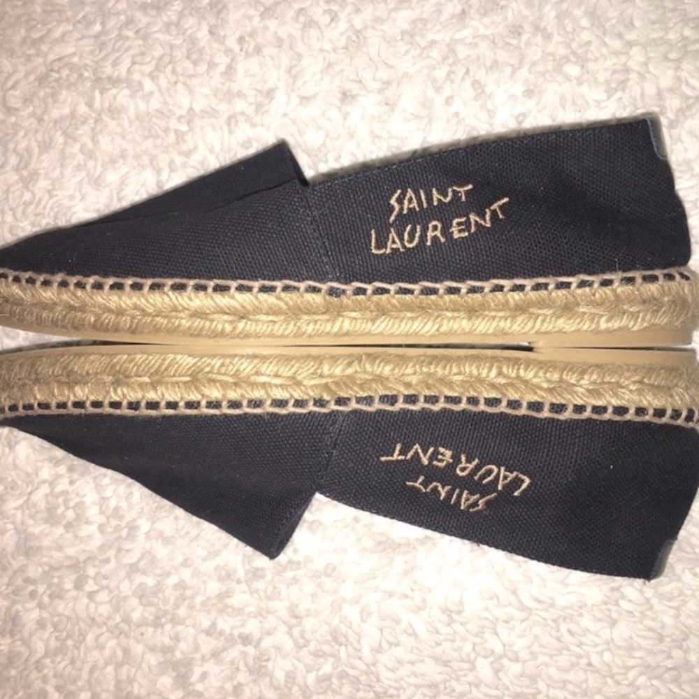 Saint Laurent Embroidered Espadrilles in Black Canvas
